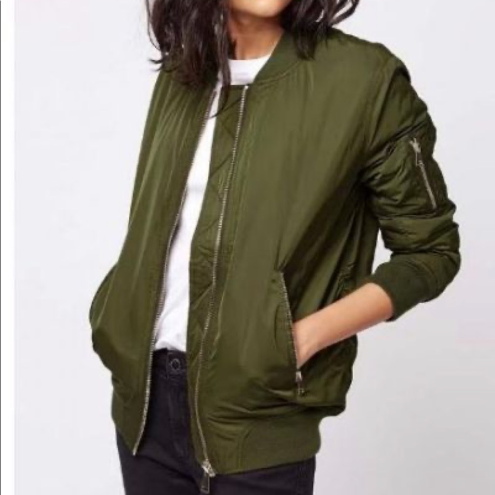 NWOT Pacsun Los Angeles Green Bomber Jacket Sz M